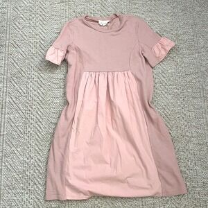 Anthropologie Textured Knit Pullover Top Dusty Rose Pink Crew Neck Size M
